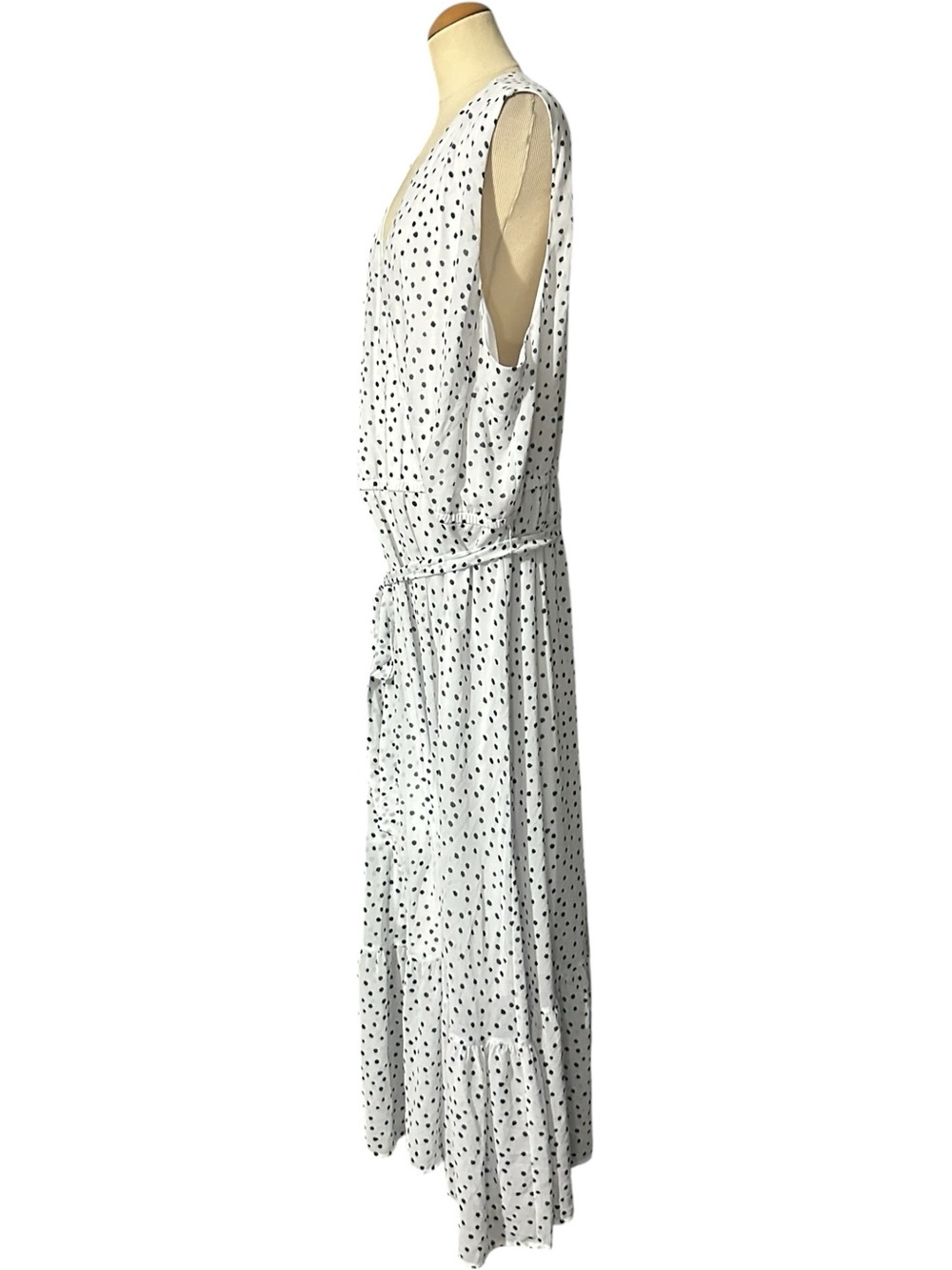 Lane Bryant Polka Dot Sleeveless Maxi Dress White Black Size 28 - Picture 3 of 4